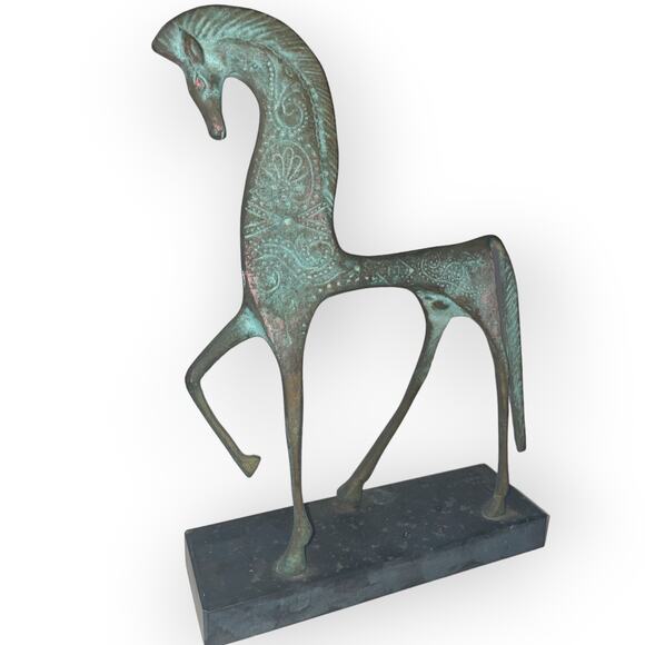 Vintage 1970’s Bronze Frederick Weinberg Etruscan Horse Sculpture - Picture 2 of 7